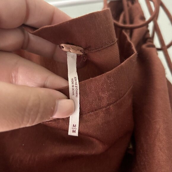 Free People Hattie Silky Tunic Women's Sexy Brown Dress New OB1358877 Medium - Picture 4 of 12